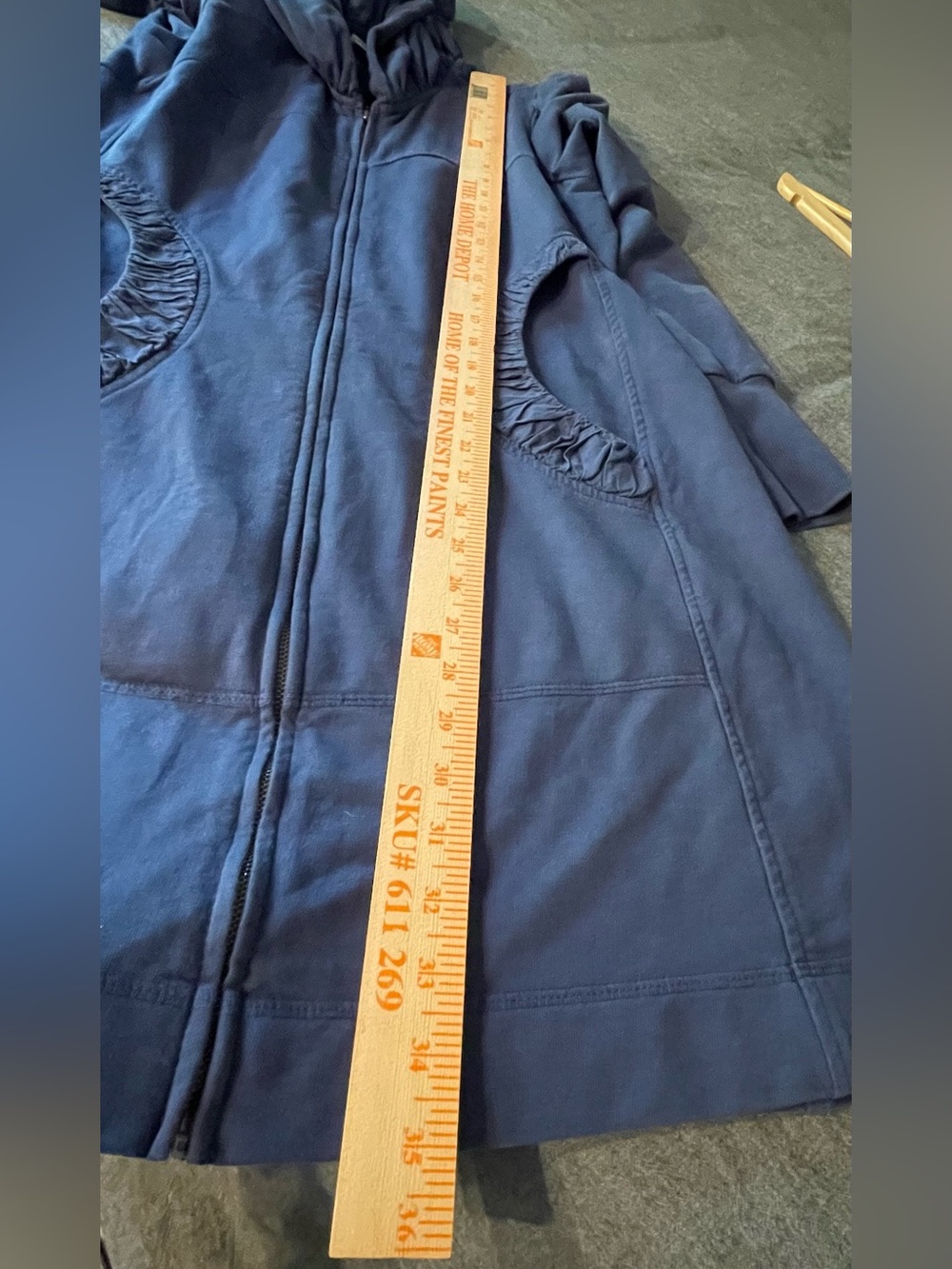 C.M.C. Color Me Cotton Women’s Navy Hooded Zip Front Long Tunic Jacket M - Picture 5 of 8